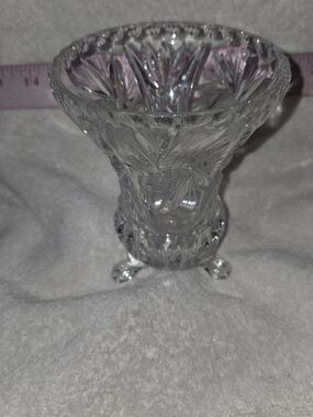 Elegant Clear Crystal Three-Footed Vase